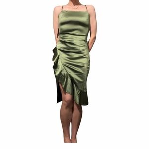 Elegant Green Satin Dress